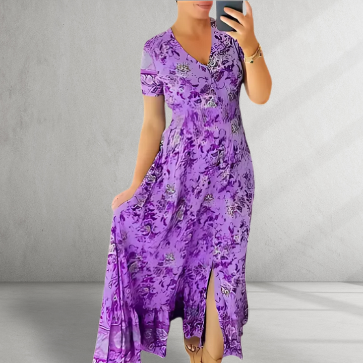 Arianna | Print Cozy V-neck Long Dress