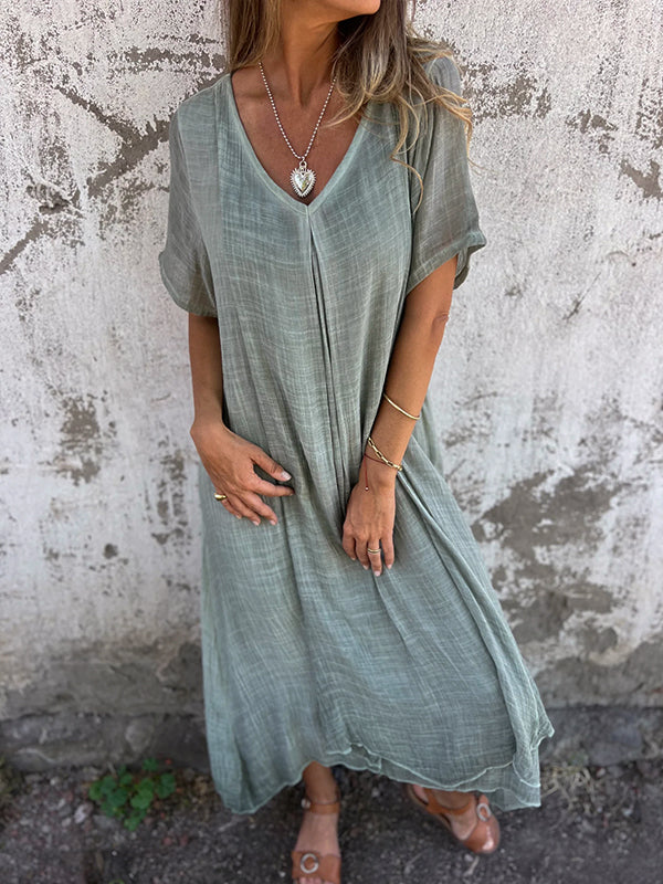 Janelle | Linen V-neck Dress