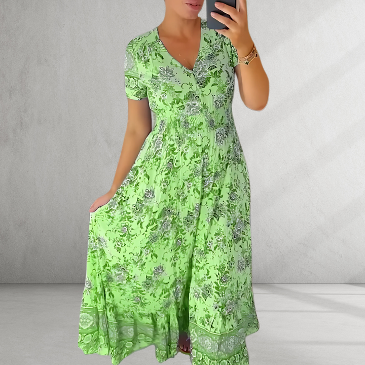 Arianna | Print Cozy V-neck Long Dress