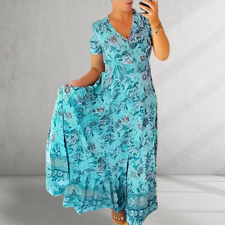 Arianna | Print Cozy V-neck Long Dress