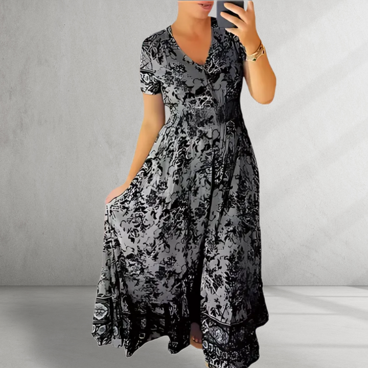 Arianna | Print Cozy V-neck Long Dress