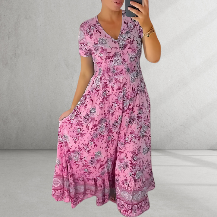 Arianna | Print Cozy V-neck Long Dress