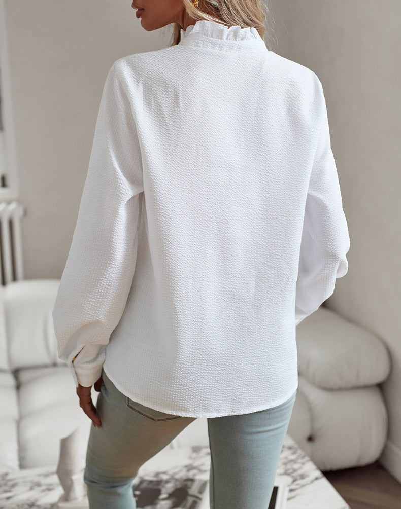 Kylie | Cuffed Collar Designed Elegant Long Sleeve Blouse