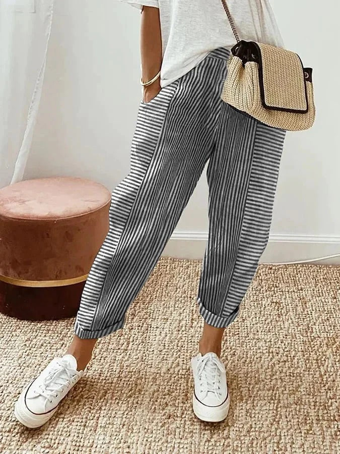 Nicole | Striped Cotton Pants