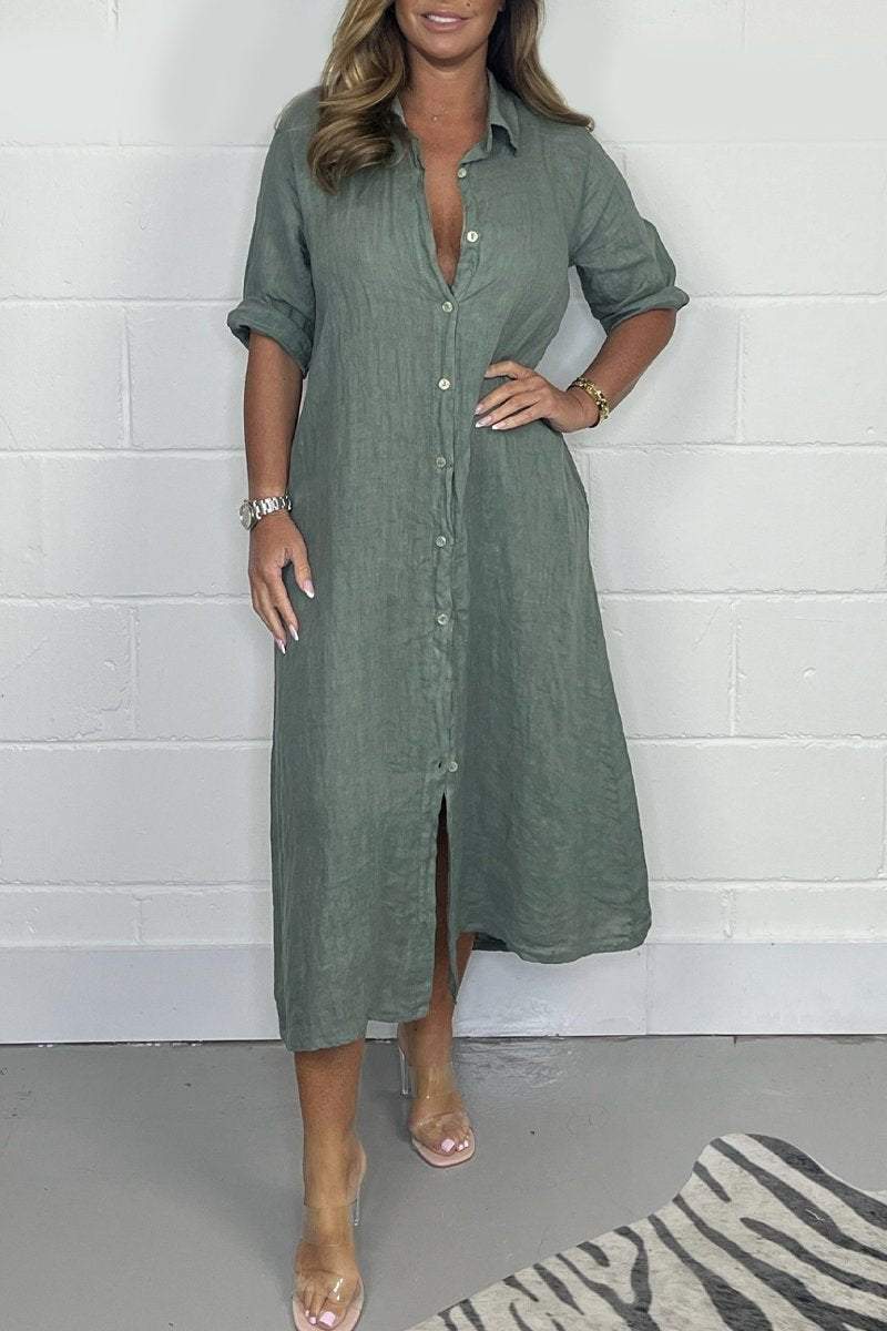 Olive | Linen Shirt Dress