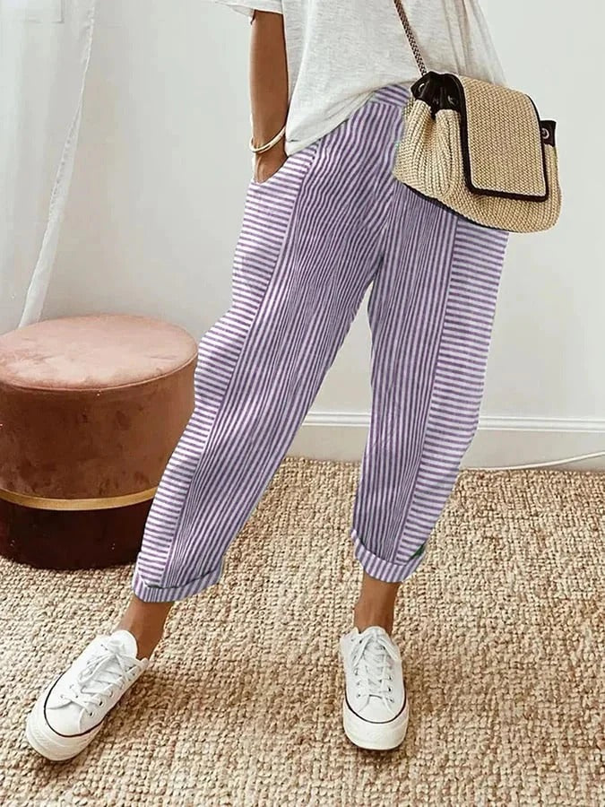 Nicole | Striped Cotton Pants