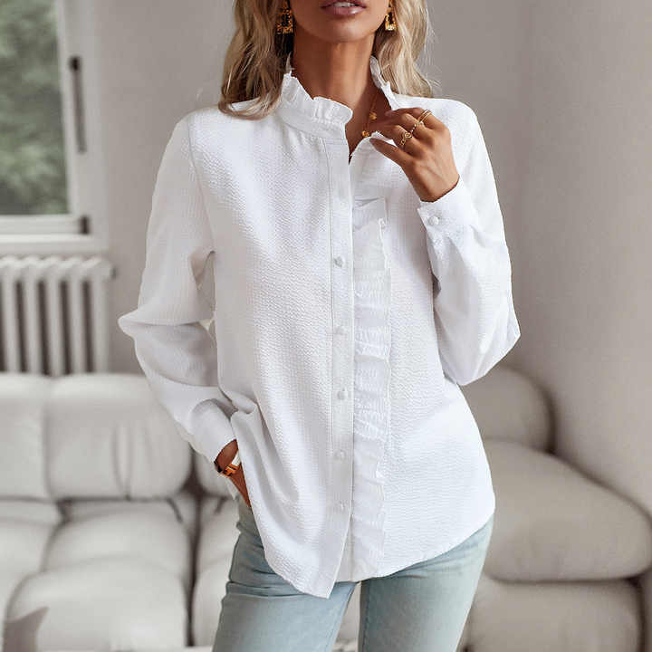 Kylie | Cuffed Collar Designed Elegant Long Sleeve Blouse